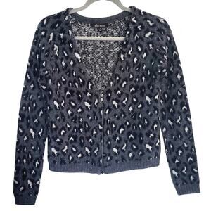 New Ella Moss Angora Wool Sweater S Zip Jacket Leopard Whimsigoth Gray Black